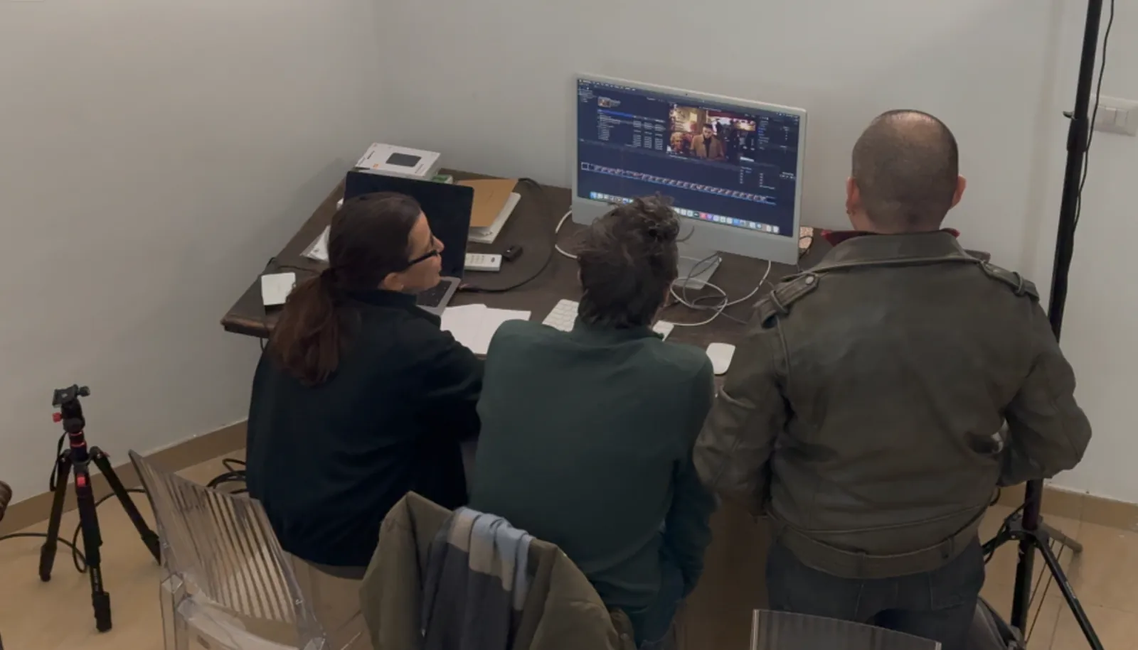 Documentary Gym editing session with the film team
