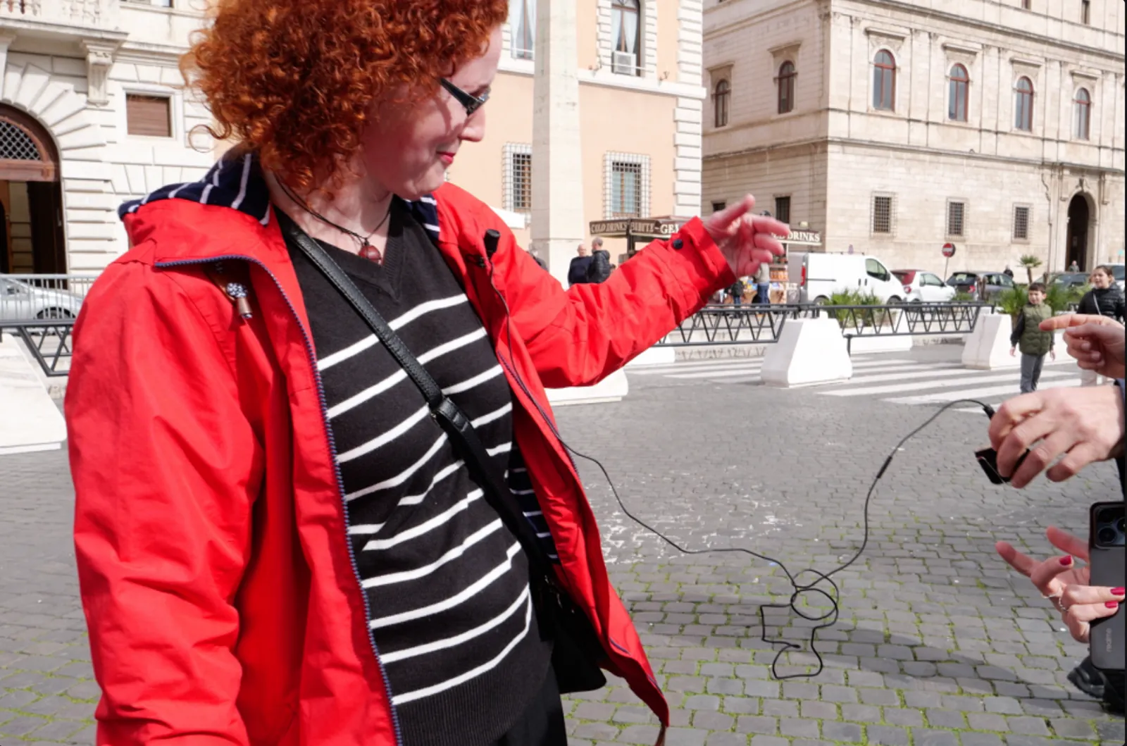 Documentary Gym participant during a street interview